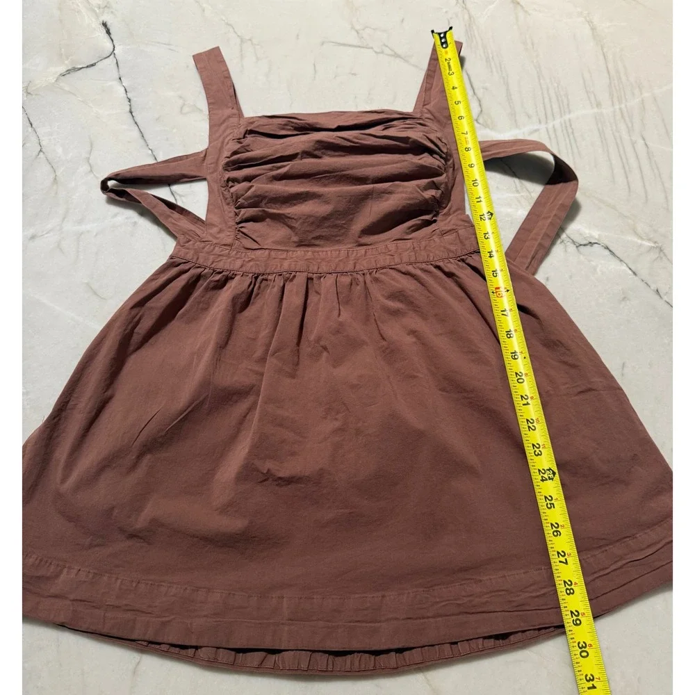 Free People Meet Me In Maui Mini Dress Brown Size M Tie Back Sleeveless Cotton